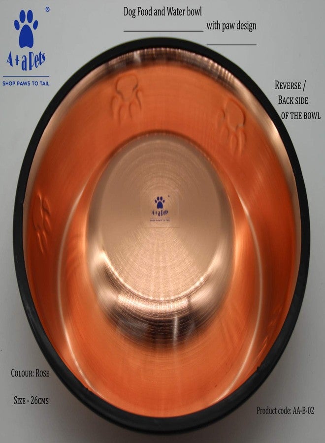 A+a Pets' Premium Stainless Steel Rose Gold Colour Food and Water Feeding Bowl for Dogs & Cats, Non Slip (Rose Gold, Large, 900ml) - Image 3